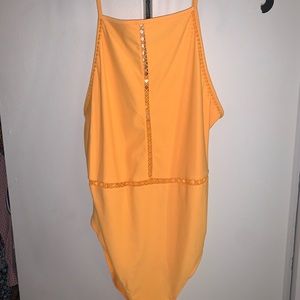 Yellow cut-out bodysuit